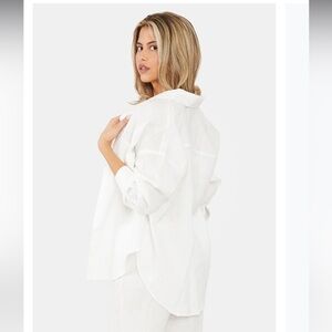 Nyud White Linen Button-Up Shirt